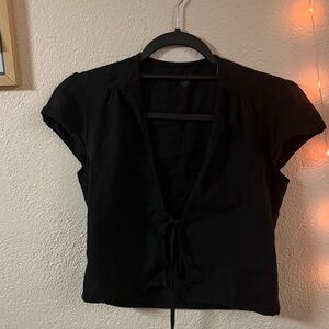 Brandy Melville Black Tie-Front Blouse